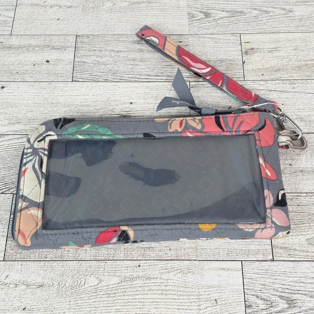 Vera Bradley RFID Tech Wristlet Coastal Paradise w. Flamingo Gray Pouch Wallet - Picture 2 of 9